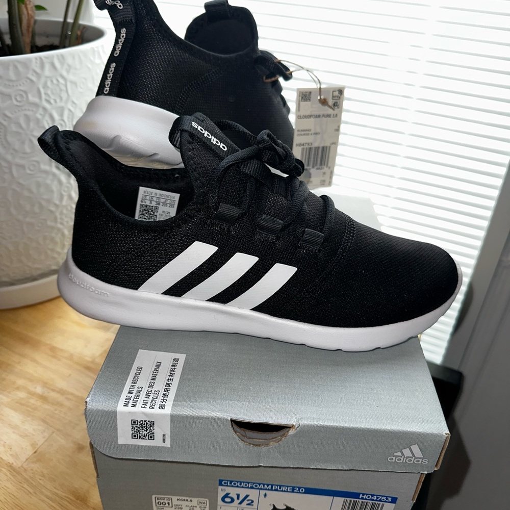 Adidas Cloudfoam 2.0 Sneakers Black White Womens/Kids